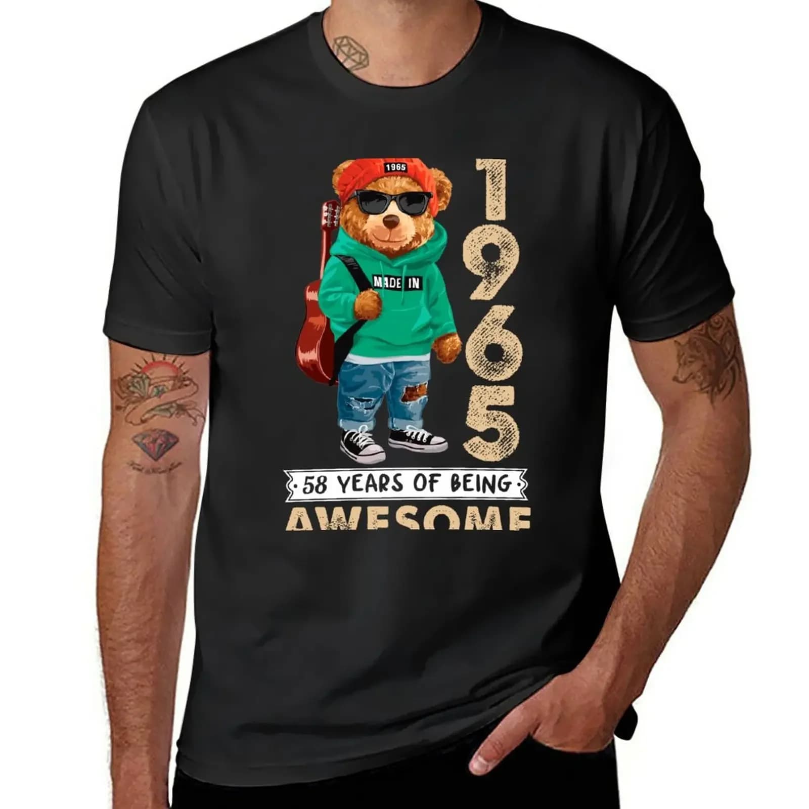 New Made in 1965 58 Years Of Being Awesome T-Shirt aesthetic clothes black t shirt oversized t shirts for men