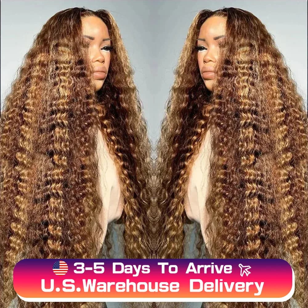 Highlight Ombre Curly 13x6 Glueless Wig Human Hair Ready To Wear Bleached Knots 4/27 Deep Wave 13x4 Lace Front For Women Pre Cut