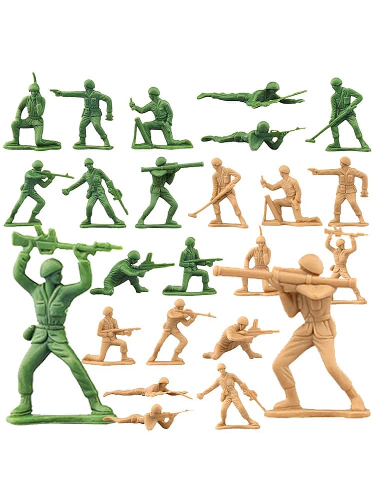 ViiKONDO Army Men Toy Green vs Tan Soldier 100pcs Plastic Classic Military Guy 12 Poses Modern Battle Fun Wargame Gift for Kids