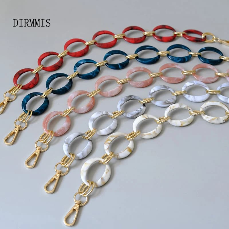 New Fashion Woman Handbag Accessory Chains Detachable Replacement White Red Bag Strap Women Gold Shoulder Resin Phone Case Chain