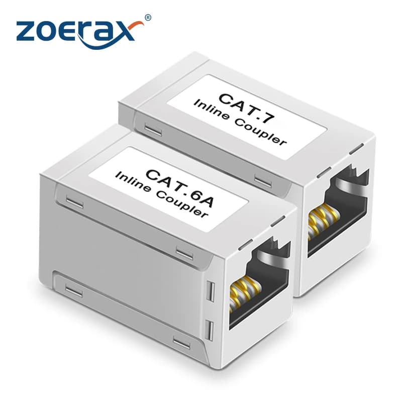ZoeRax Shielded RJ45 Coupler, Inline Ethernet Coupler, Female to Female Ethernet Extender Adapter Cat7 Cat6/Cat5e Ethernet Cable