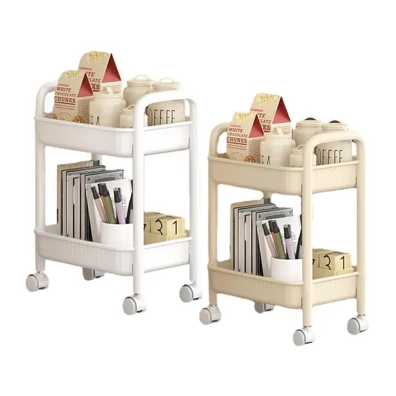 Rolling wheel Kitchen Cart Waterproof 2 Tier Anti-Slip Cart Shelf for Skin Care Products Sauce Bottles Small Storage Trolley