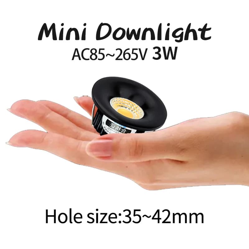 35-42mm Hole Size Recessed Mini Downlight 3W LED Ceiling Light AC110 V/220V Cabinet Display Cabinet Lighting with Controller Kit