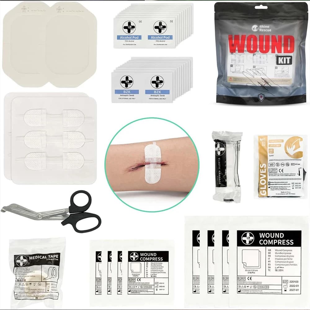 RHINO RESCUE Zip Stitch 6pcs with Wound Dresssings, Wound Closure Strips, Zipstitch Laceration Closure Kit for Cut Care Band-aid