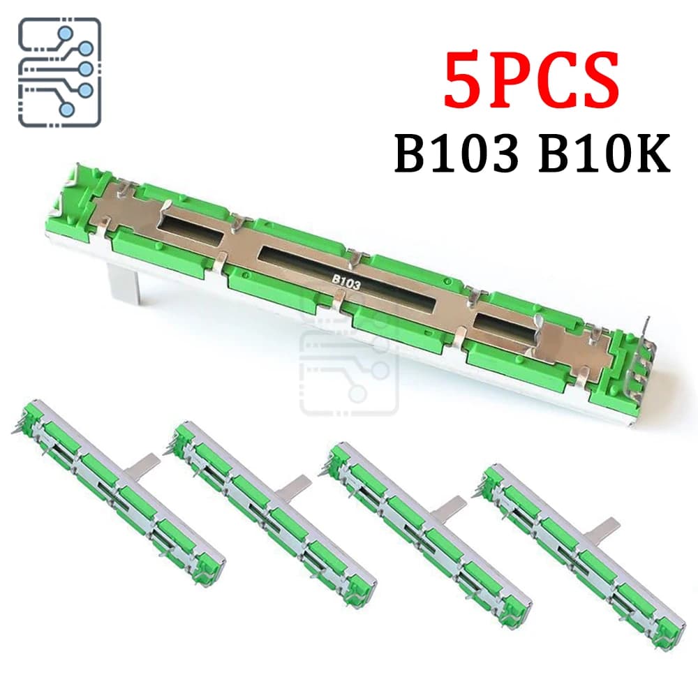 5PCS Straight Slide Liner Potentiometer Mixer Fader Variable Resistors B103 10K Ohm 75mm Dual Channel Fader for Dimming Tuning