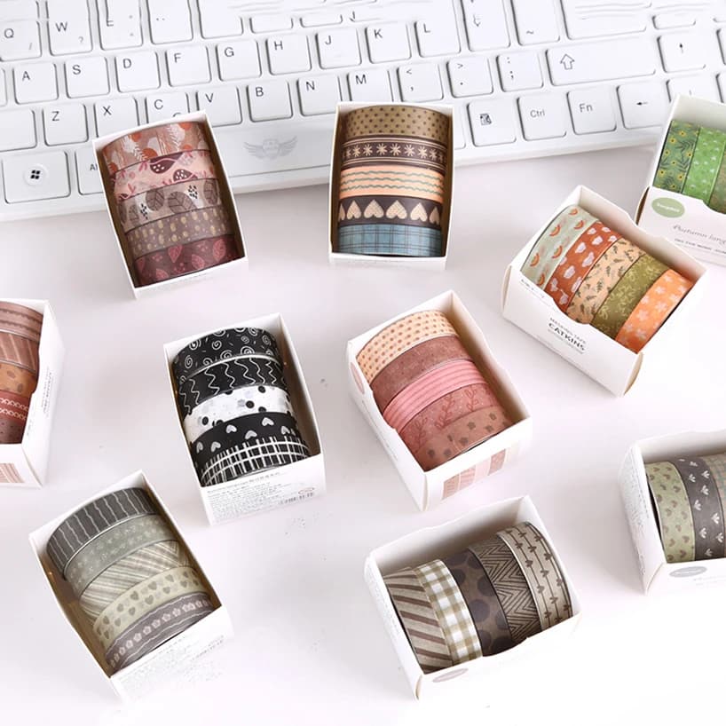 Basic Washi Tape 5 Rolls Diary Decoration Cinta Adhesiva Decorativa Stationery Masking Tape Scrapbooking Supplies Washi Tapes