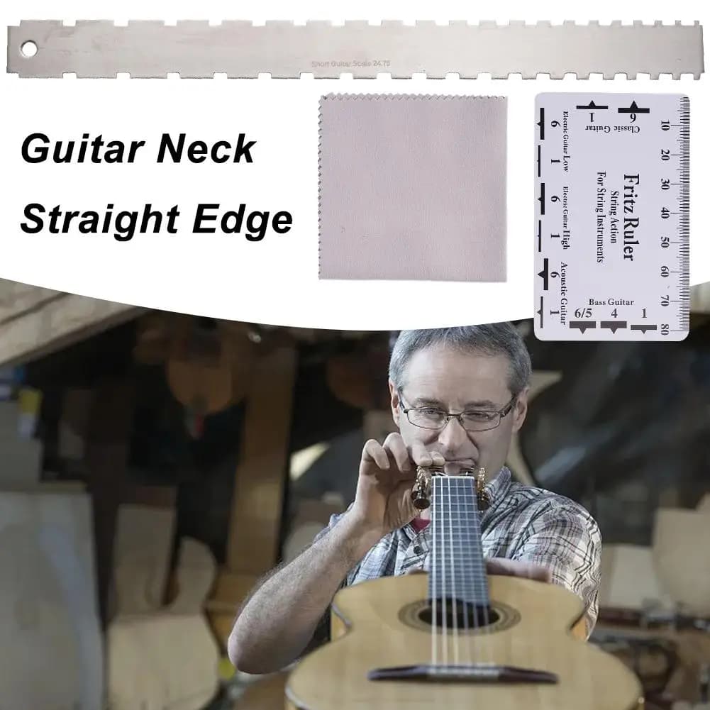 Guitar Neck Notched Straight Edge Luthiers Tool with Measuring Gauge Ruler Electric Accessories Action Kit Tool String Guit N9Y8