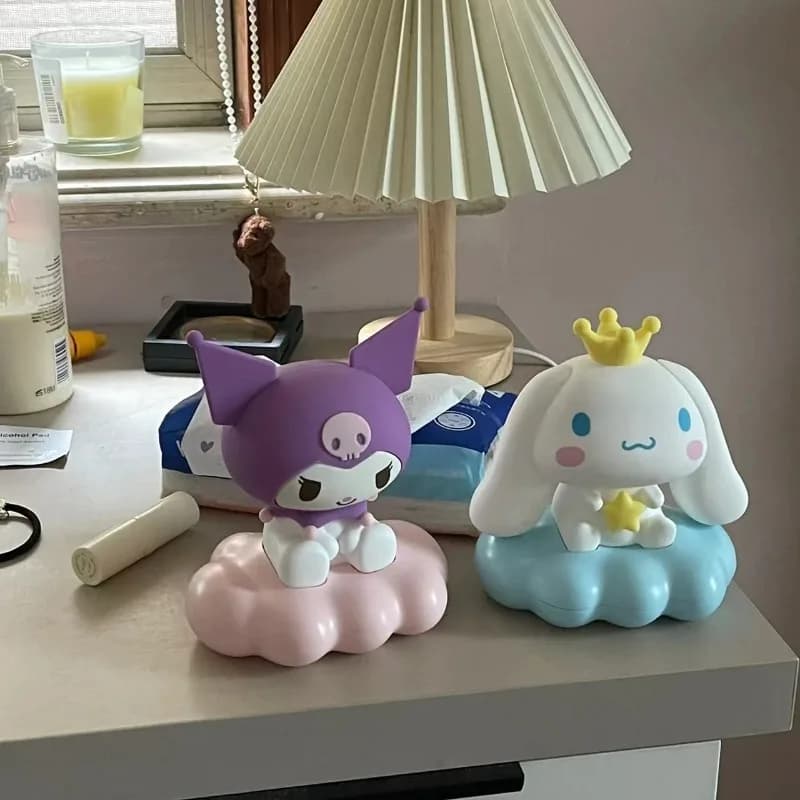 Sanrio Kuromi Cinnamoroll Pochacco Kawaii Desk Phone Holder Glowing Cloud Lamp Bedside Lamp LED Night Light Cake Decoration Gift