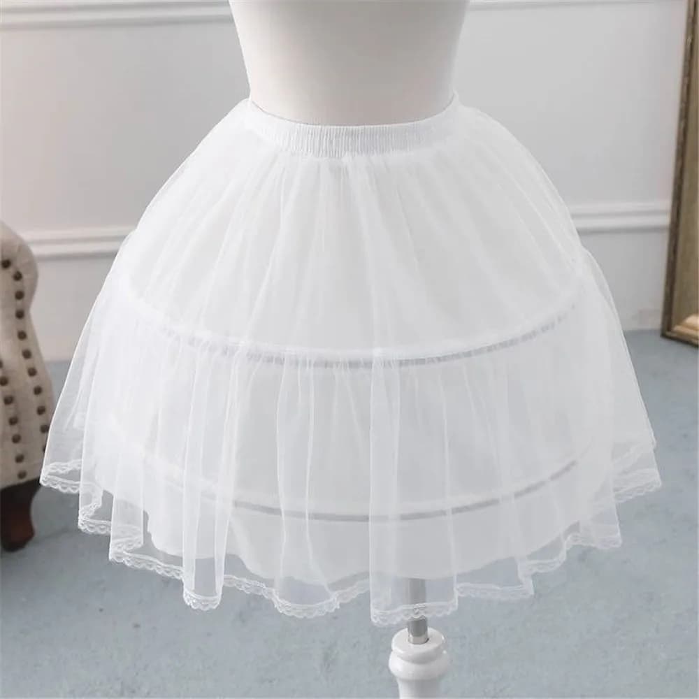 Girls Crinoline Petticoat with hoop Under skirt Short White Underskirt A-line Ball Gown Petticoats