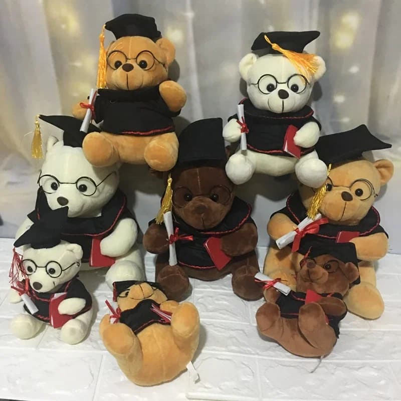 1pc 18cm Cute Graduate Dr. Bear Plush Toy Stuffed Bear kawaii Toys for Kid Funny Graduation Gift for baby Home Decorate