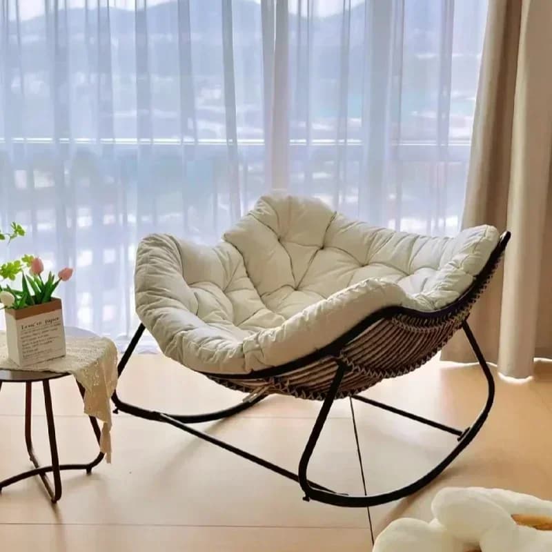 Rocking Chair Lazy Sofa Bird Nest Shaped Living Room Balcony Nap  Small Apartment Rattan Woven Adult