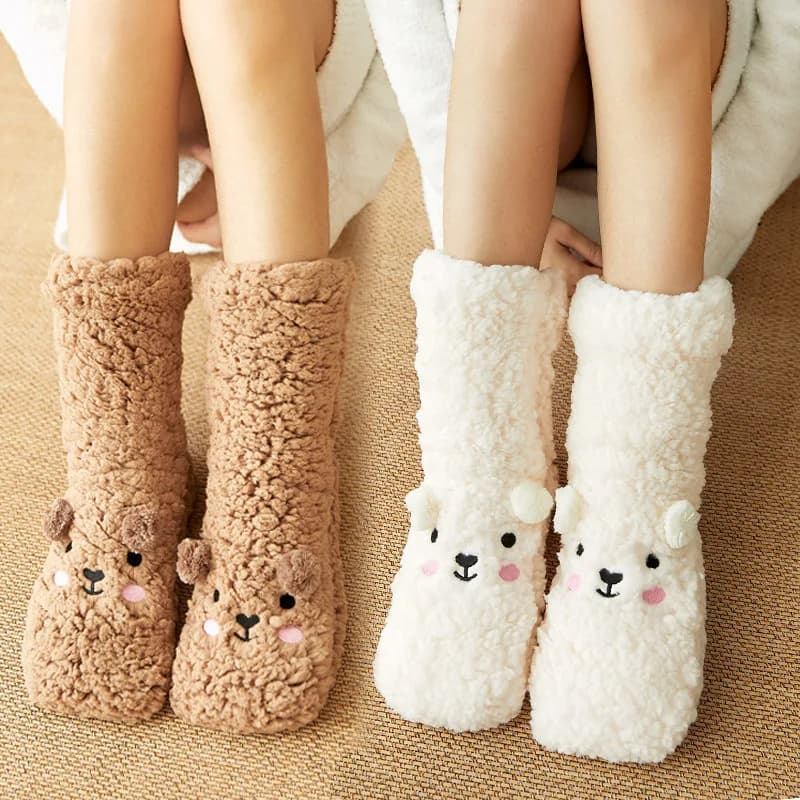 Mntrerm Floor Socks Ladies Autumn And Winter Plus Velvet Coral Fleece Slippers Home Slippers Snow Socks Confinement Carpet Socks