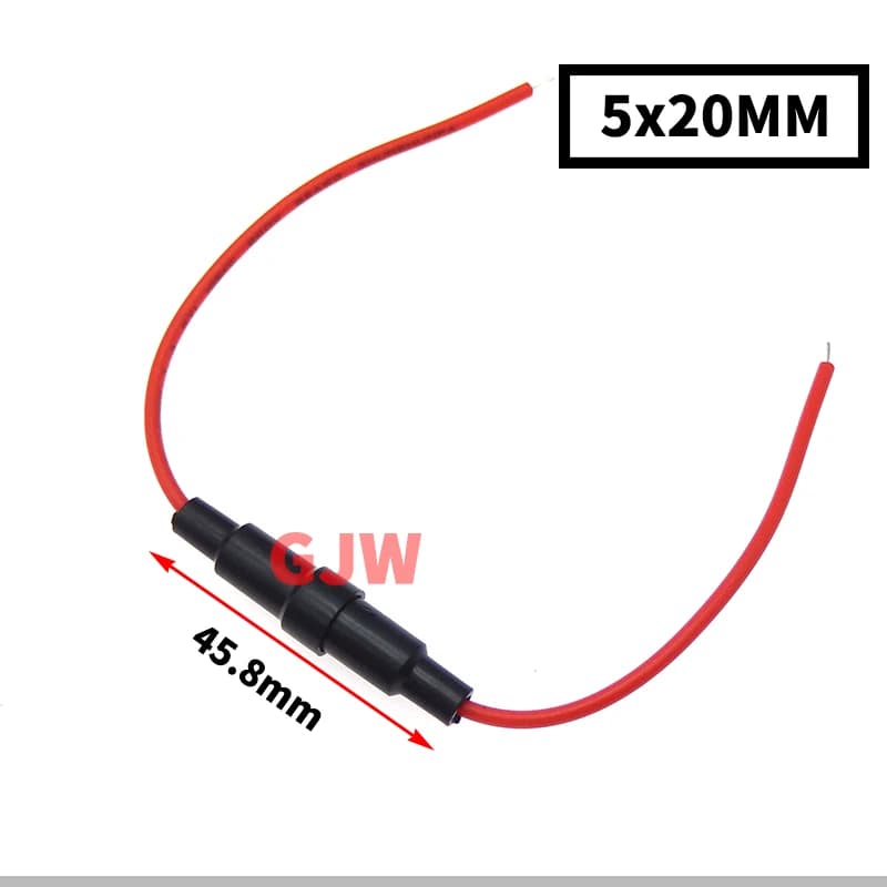 10pcs 5*20mm Glass fuse holder Screw Type 5X20mm with  Wire Cable 250V Glass fuse tube fuse casing