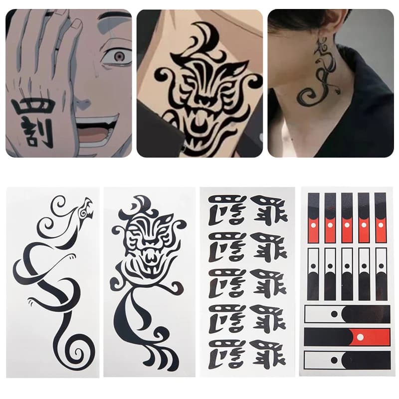Anime Tokyo Revengers Tattoo Stickers Draken Cosplay Sticker Ken Ryuguji Waterproof Tattoo Sticker Cosplay Halloween Accessories