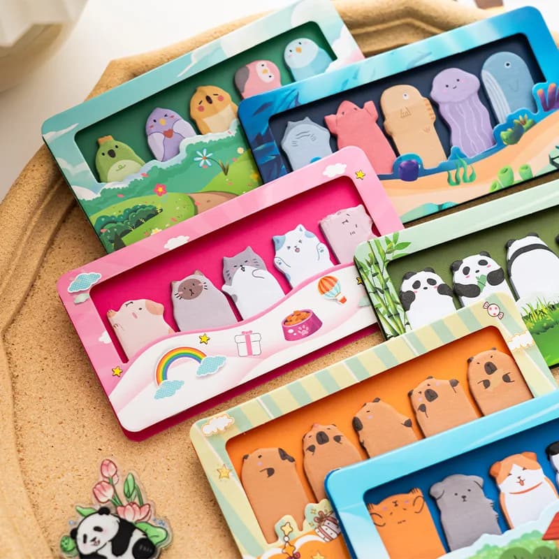 24pcs/lot Creative Cat Panda Memo Pad Capybara Dog Sticky Note Stationery Notepad Planner Sticker Post Office School Supplies