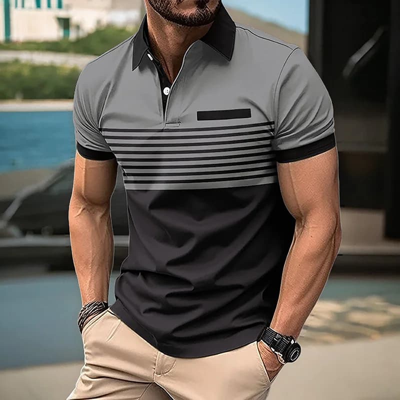 Men's Summer Casual Short-Sleeved Polo Shirt Business Casual Breathable T-Shirt Men's Sport Top European and American plus size