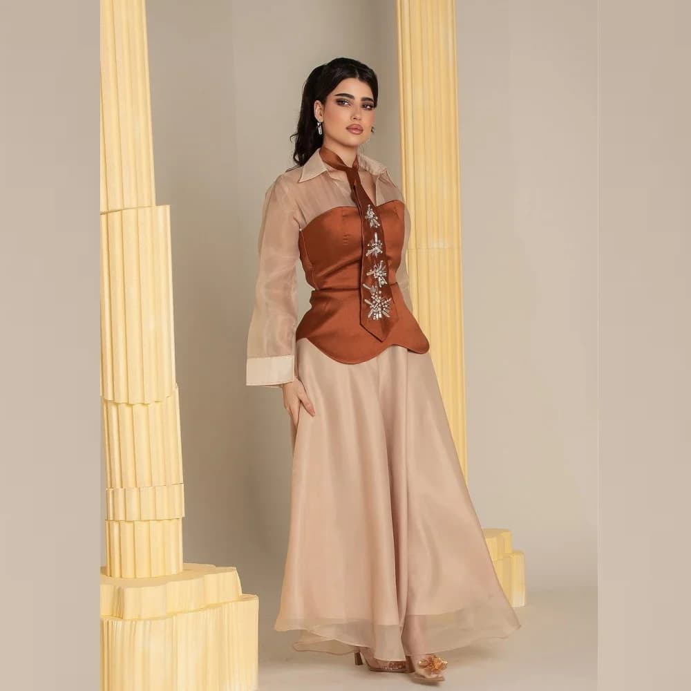 Customized Jersey Sequined Beading Ruched Graduation A-line High Collar Bespoke Occasion Gown Midi Dresses