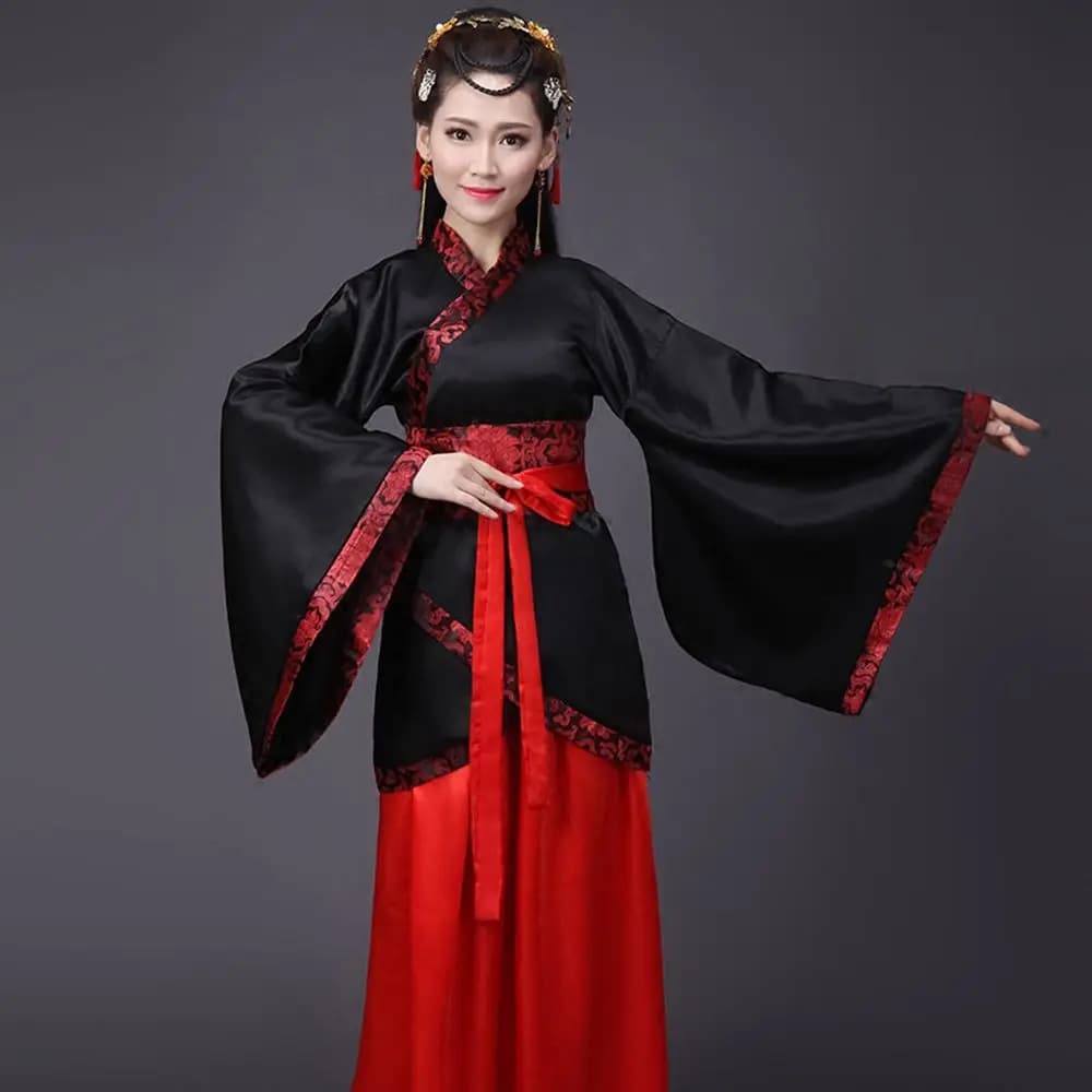 Long Sleeves Hanfu Long Dress Patchwork Ancient Style Chinese Traditional Costumes Performance Skirt Cheongsam Chinese Tang Suit
