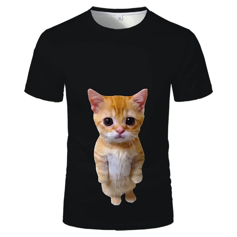 2024 New Cat Graphic 3D Printed T-Shirts Summer Fashion Casual Man Short Sleeve T Shirt Outdoors Street Style Trend Sports Tops