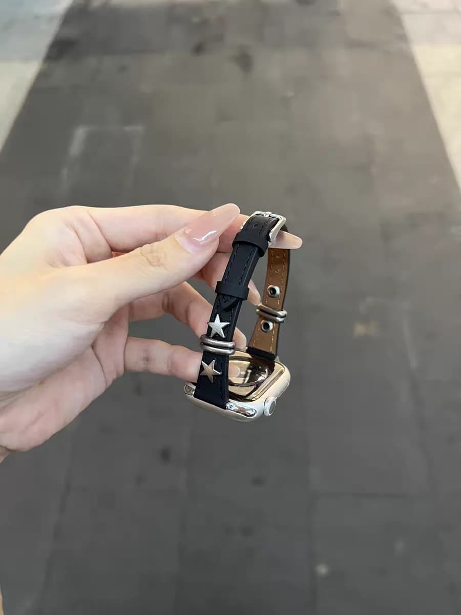 Retro punk strap suitable for Apple Watch band series Ultra 10/9/8/7/6/5/4/3/2/1 SE leather loop 38mm 40mm 41mm 42mm 44mm 45mm