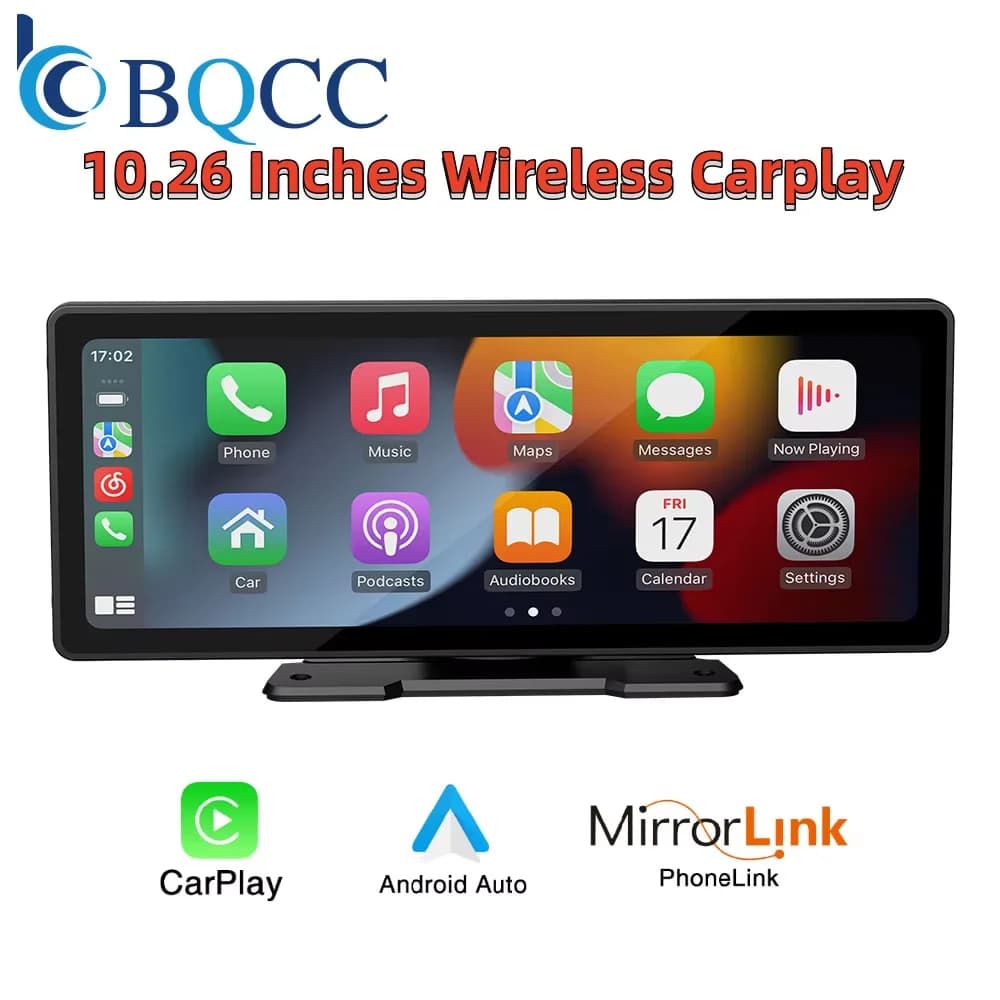 BQCC Universal 10.26'' Car Radio Multimedia Video Player Wireless Carplay/Android Auto/Mirrorlink BT AUX TF FM Car Player