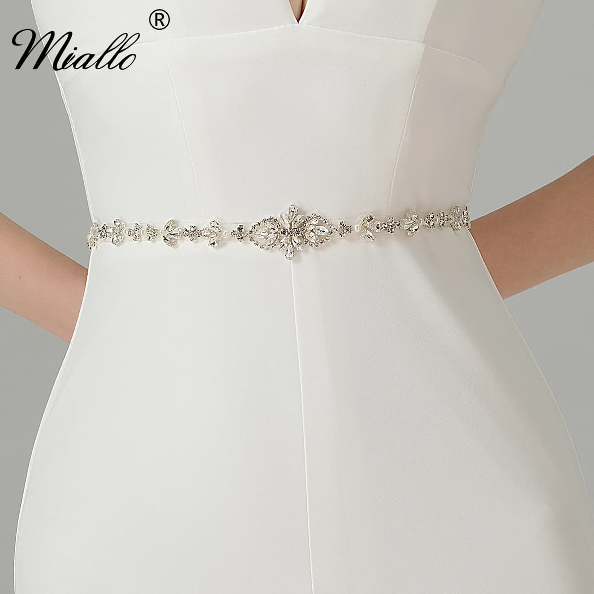 Miallo Fashion Bridal Sash Sliver Rhinestone Bridal Wedding Belt Gorgeous Party Jewelry Accessories for Women