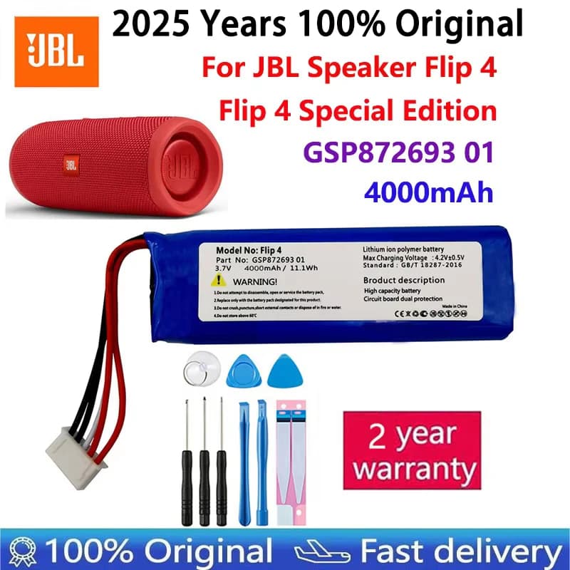 100% Original Replacement Wireless Speaker Battery GSP872693 01 4000mAh for JBL Flip 4 /Flip 4 Special Edition Batteries
