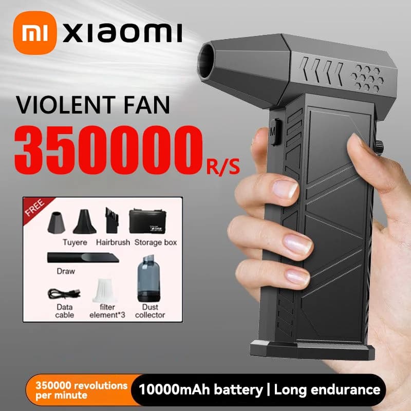 Xiaomi Violent Fan 350000RPM Powerful Air Blower Vacuum Dust Cleaner Charging Strong Winds 58m/s Brushless Turbo Jet Blower Dry