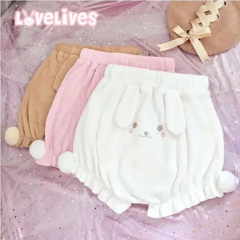 Sanrio Autumn Winter Japanese Cinnamoroll Kawaii Soft Girl Embroidered Pumpkin Shorts Plush Cute Bloomers Women Velvet Shorts