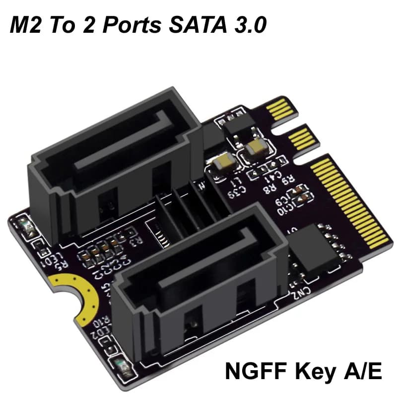 M2 To NGFF 2 Ports SATA 3.0 Expansion Riser Card KEY A + E WIFI M.2 To SSD SATA Hard Disk Adapter Card Driver Installation