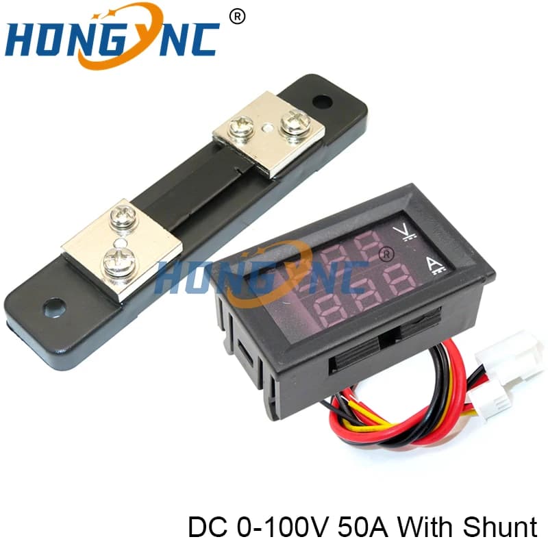 Mini Digital Voltmeter Ammeter DC 0-100V 50A Amp Volt Voltage Current Meter Detector Tester 0.28" Dual LED Display Gauge + Shunt