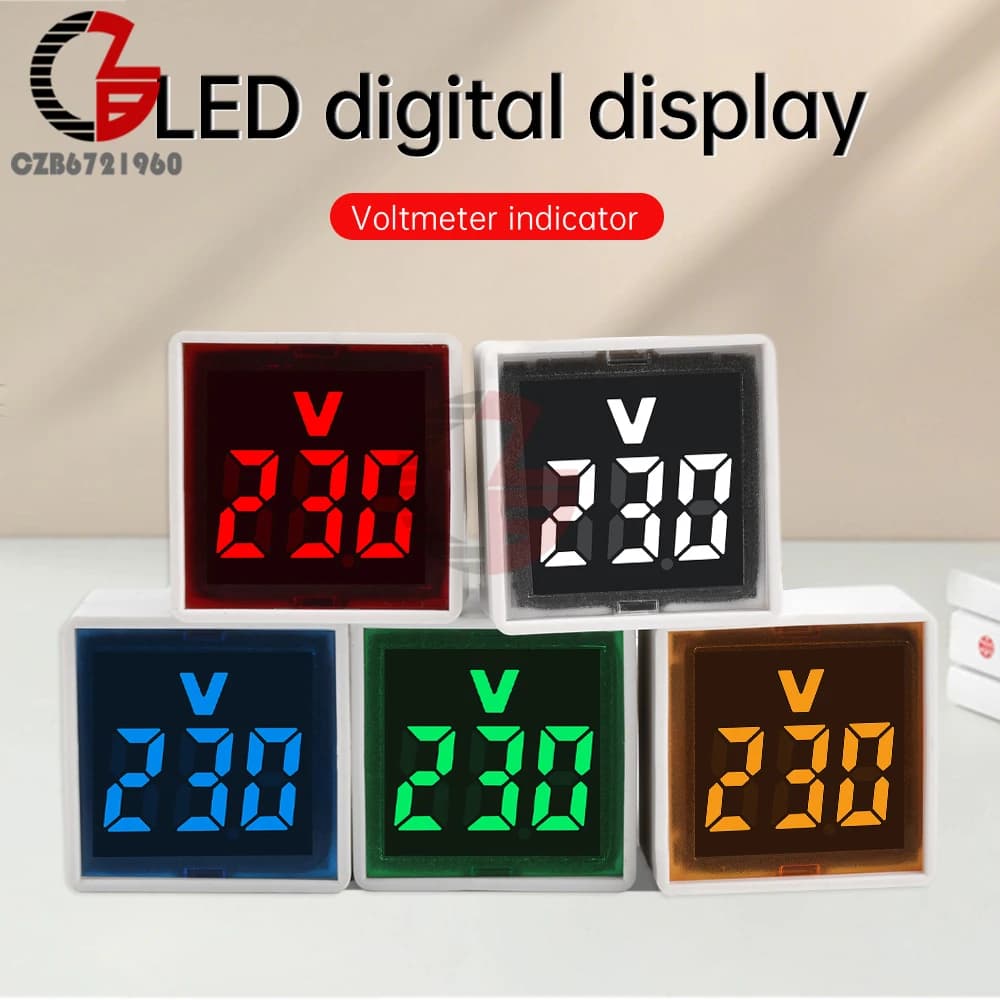 AC 50V-500V Square Voltmeter Digital Voltage Tester Monitor EU Plug LED Display Voltmeter Indicator Light Electrical Instruments
