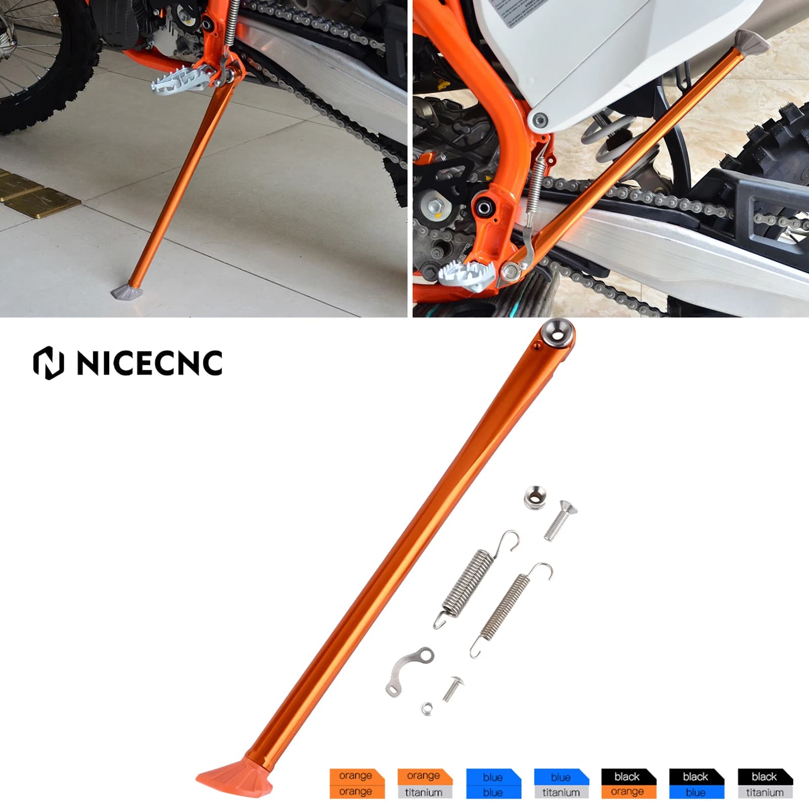NICECNC For KTM EXC 300 EXC 450 EXCF 350 XC XCF XCW TPI Six Days 2008-2023 Kickstand Side Stand+Spring Kit For Husqvarna TE 300