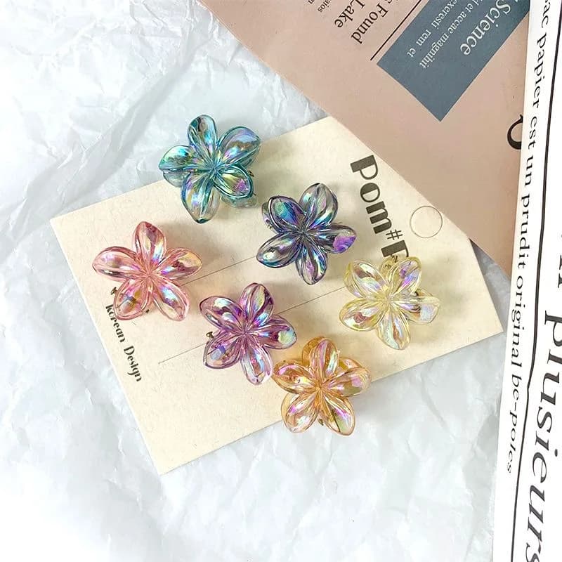 6PCS Fashion Small Shiny Flower Hair Claw Clip Set For Women Girls Mini Crab Hair Clamps Barrettes Hair Headwear Accesories Gift