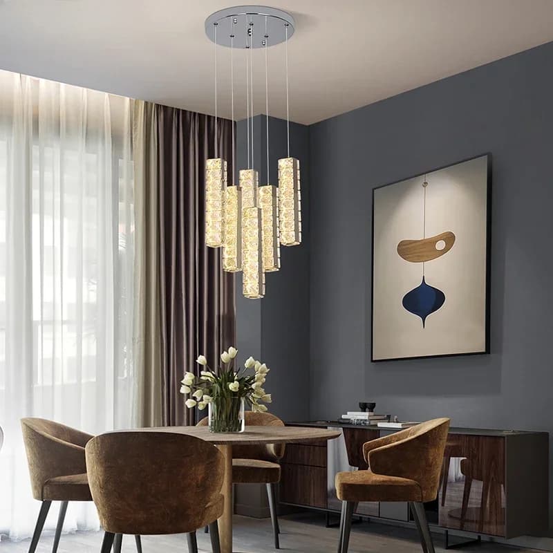 Luxury Led Chandelier Living Room Lustre Pendant Lights Home Decora Vertical Crystal Ceiling Lamps For Scaune Bedroom Lighting