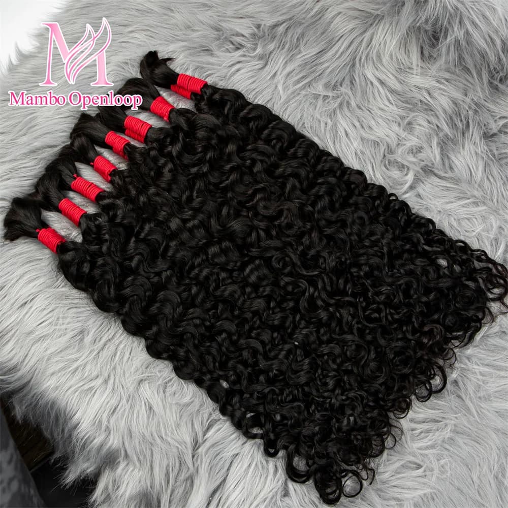 Boho Braids Human Hair Braiding Hair Bulk For Braiding No Weft Water Deep Wave Hair Bundles for Boho Braid 16-22 inches