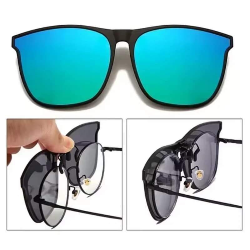 Polarized Clip on Sunglasses Men Photochromic Car Driver Goggles Night Vision Glasses Anti Glare Vintage Square Glasses Oculos