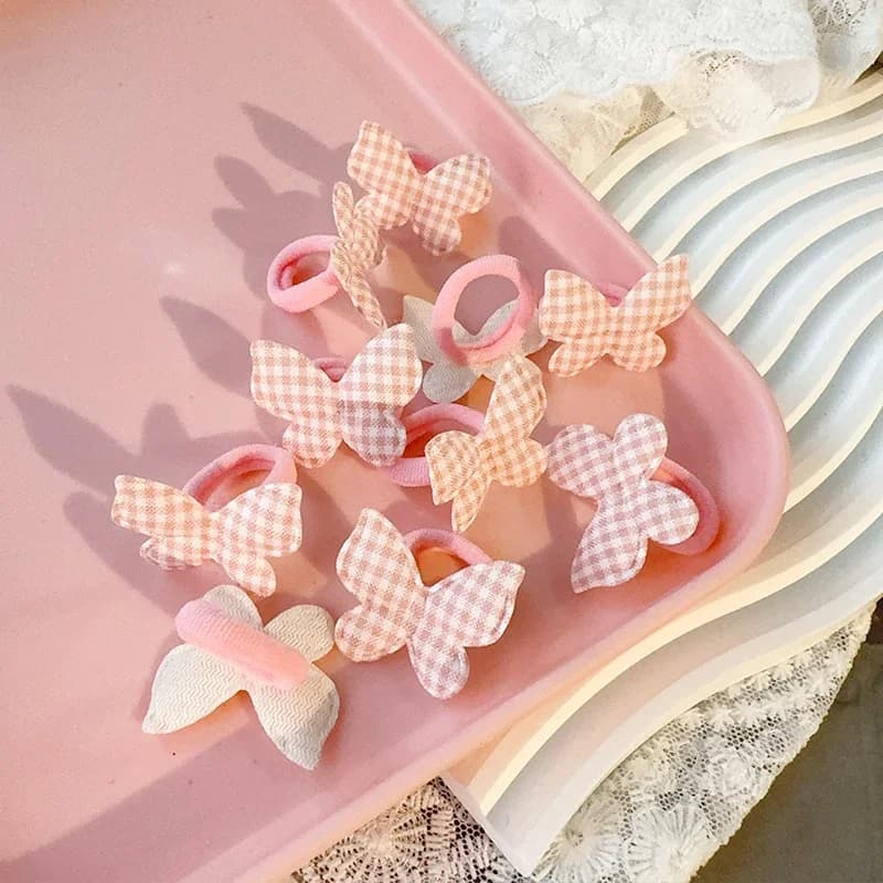 10pcs/set Girls Butterfly Children's Hair Rope Harmless Simplicity Towel Rope Ponytail Holder Kids Mini Rubber Band Headwear