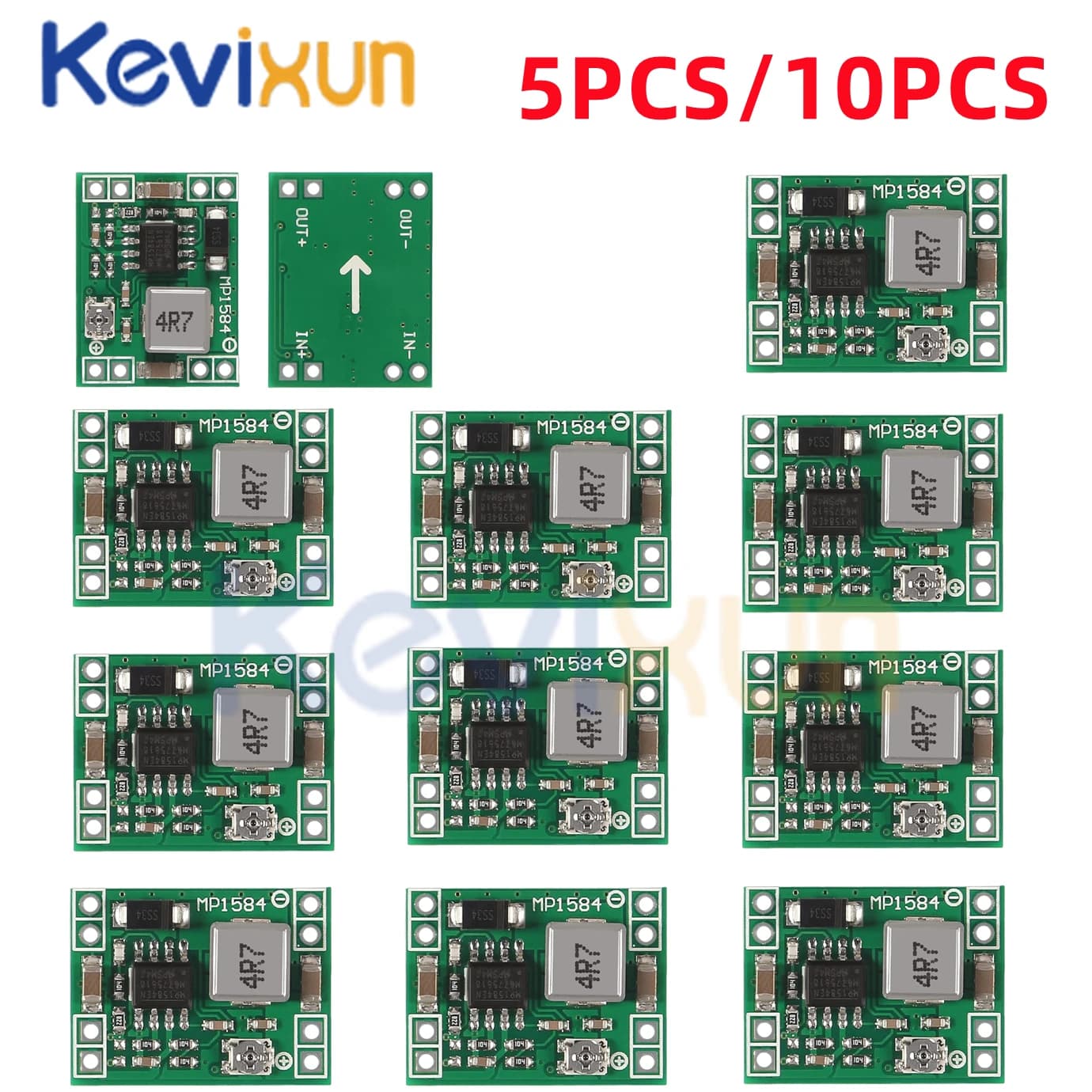 5pcs/10pcs MP1584EN 3A Ultra-Small Size DC-DC Step Down Supply Module Adjustable Power Step-down Descending Output 12V 9V 5V 3V