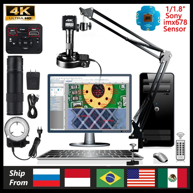 4K Electronic Digital Microscope For Soldering Sony imx678 imx415 imx323 Sensor Optional Microscope For PCB Welding Repair