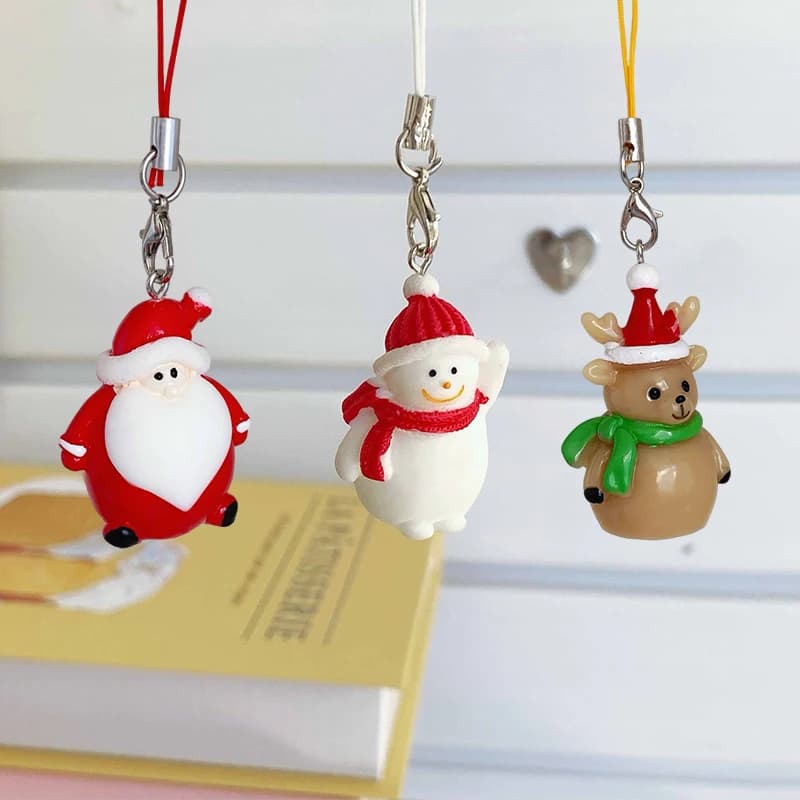 1 Pcs Christmas Phone Lanyard Cartoon Santa Claus Snowman Elk Xmas Tree Phone Chain Mobile Phone Strap Keyring Christmas Gifts