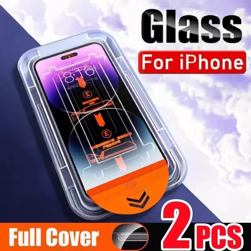 2Pcs Dust Free Installation HD Screen Protector For IPhone 14 11 12 13 15 16 Pro Max 15 14 Plus 12 13 MiniTempered Glass Film