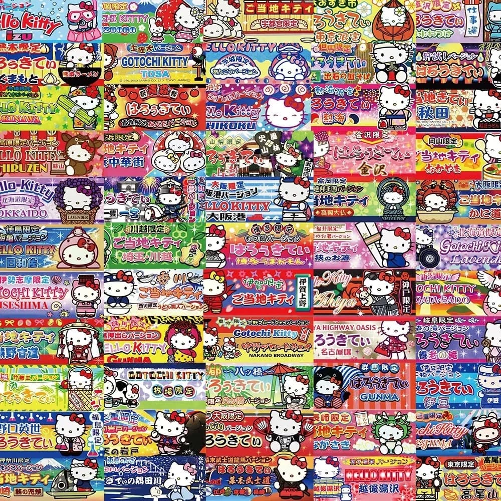 60pcs Kawaii Hello Kitty Labels Sealing Stickers Aesthetic Laptop Skateboard Motorcycle Phone Waterproof Sticker Kid Toy