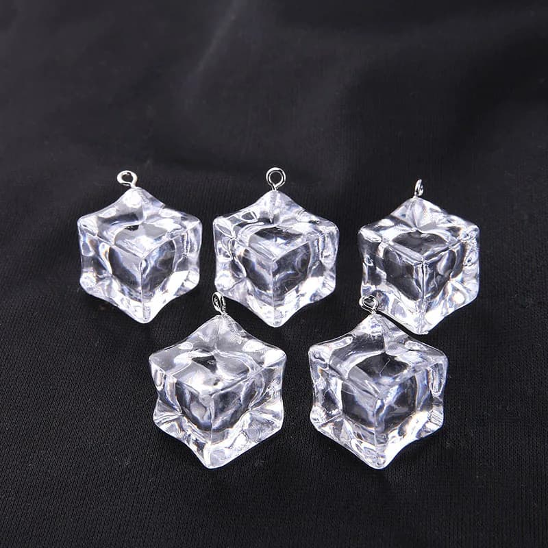 30pcs19x19mm Transparent Ice Cube Resin Charms Pendant for Making Diy Jewelry  Necklace Earrings Keychain Accessories