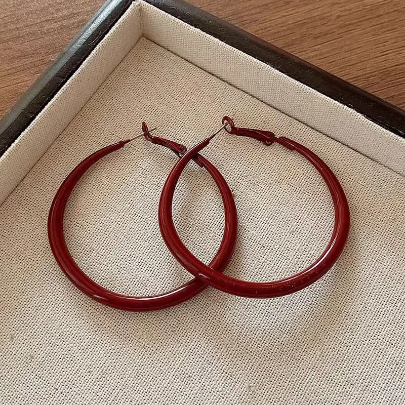 Ankela Red Big Round Hoop Earrings for Women Trendy Simple Hyperbole Geometric Circle Huggie Loop Jewelry Brincos Bijoux Gift