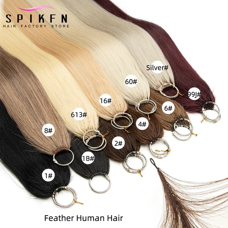 Micro Feather Line Hair Extensions 16"-24" Natural Machine Remy Human Hair Invisivle Hand Knitting 40 strands for Salon Supply