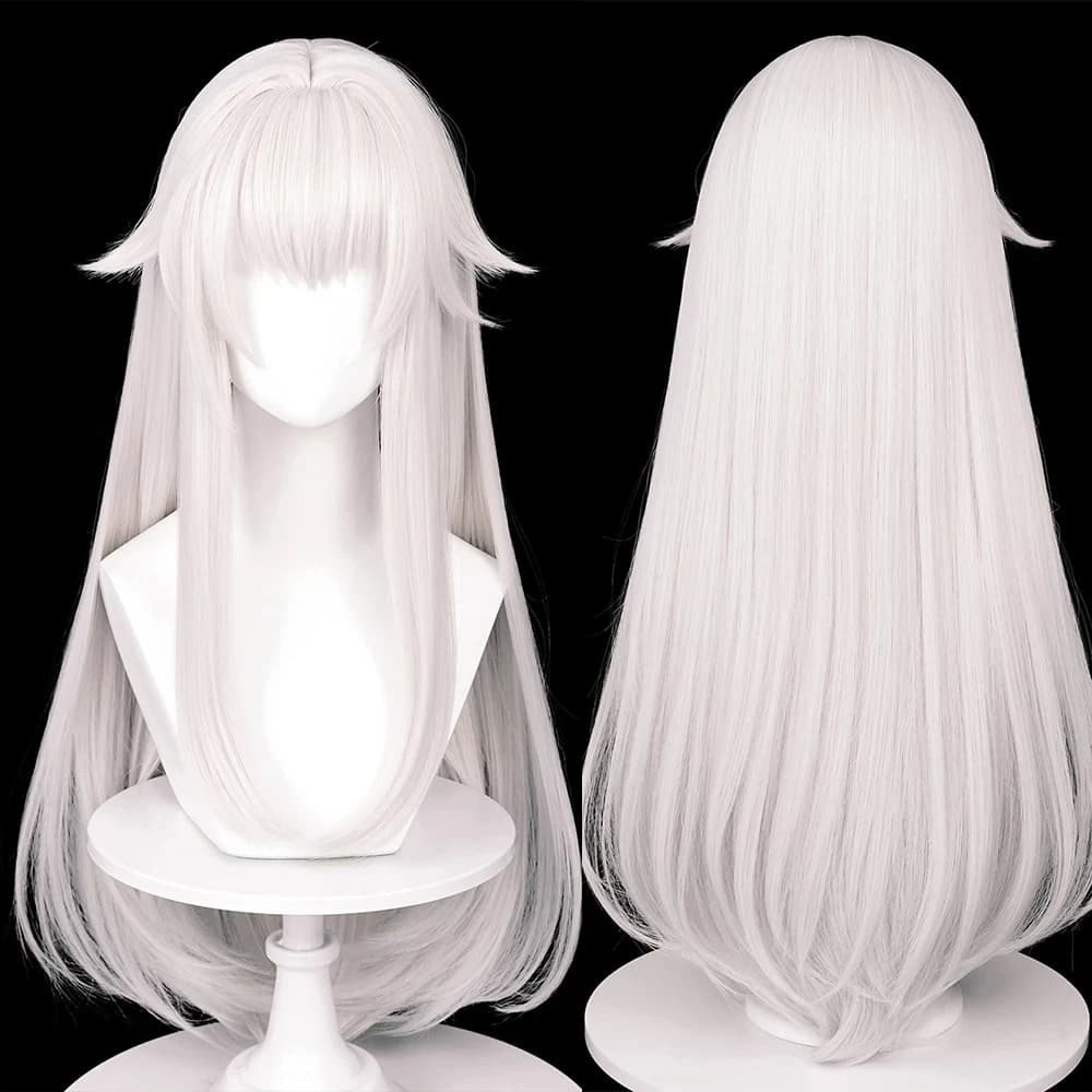 MSIWIGS Game Cosplay Wigs Synthetic Long Straight White Hair Heat Resistant Wig for Halloween Party