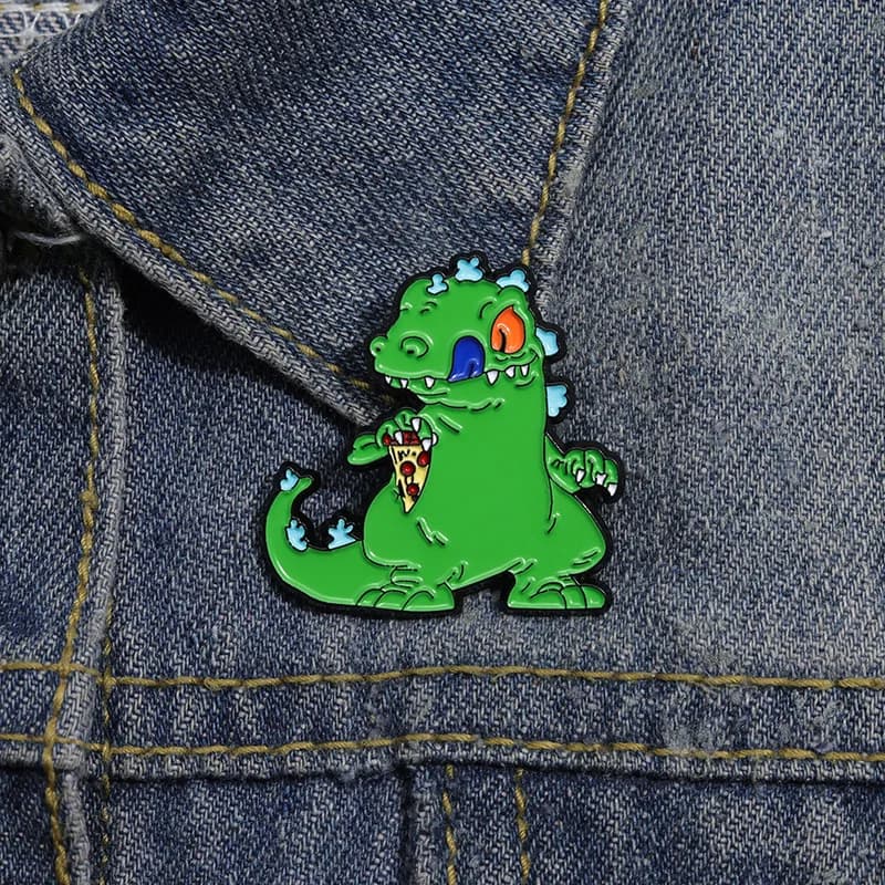 Cartoon Cute Little Monster Alloy Brooch Comic Style Cute Anime Green Dinosaur Brooch Alloy Metal Badge Clothing Bag Accessories