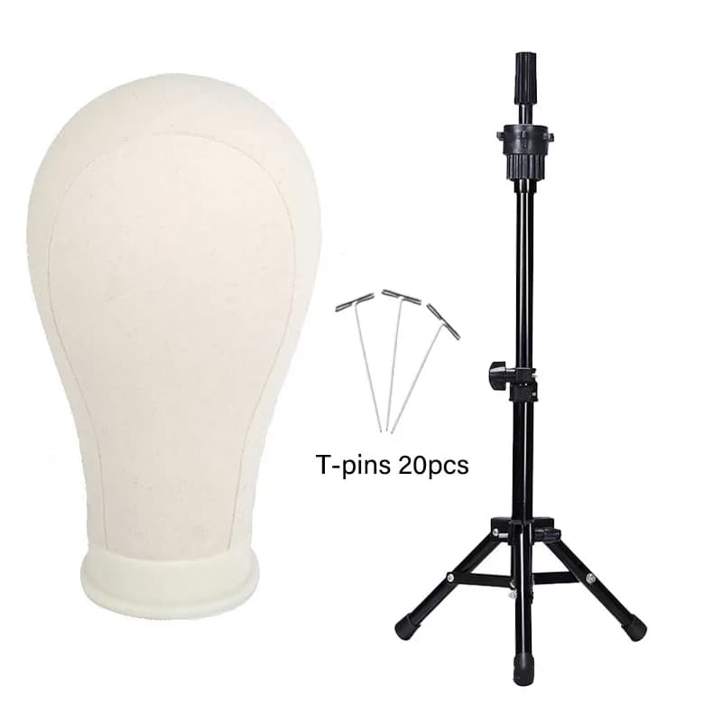 Canvas Wig Head Mannequin 22-24inch Mannequin Head for Hairstyle Display Making Wig Stand With Head Wig Supports Holder