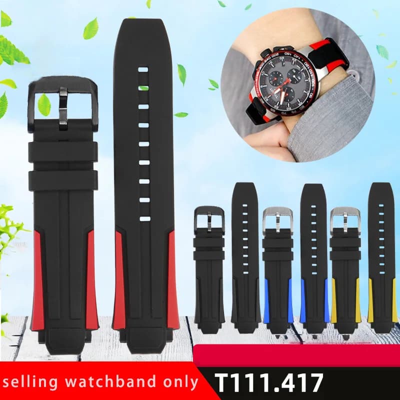 18mm silicone wristband for TISSOT racing series T111.417 bicycle race special edition men'and Convex Mouth Watch Strap Bracelet